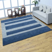 Hand Knotted Wool 6'7''x9'10'' Area Rug Contemporary Blue Light Blue